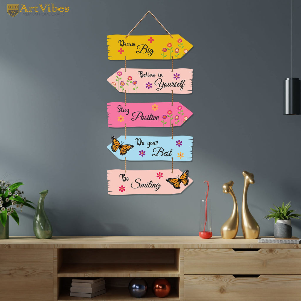 Artvibes Motivational Quotes MDF Wood Wall Hanger Ornaments | Quotes Decor Item | Motivational Wall Decor | Wall Accent | Graphic Art | Gift Items | Office Wall Decoration Items (WH_7309N)