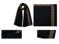 Women’s Pleated Leopard Print Border Scarf – Versatile Modest Hijab, Chic Animal Print Shawl/Stole for All Occasions (Black)