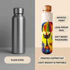 PAINTZSTORIES Rainy Day Whiskers Meena Print Copper Water Bottle | Handcrafted Tamba Bottle | Premium Copper Water Bottle for Home Décor, Office, Travel & Gifting | 900 ml