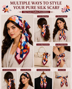 Etietnic Satin Square Head Scarf for Women,RED BORDER Printed