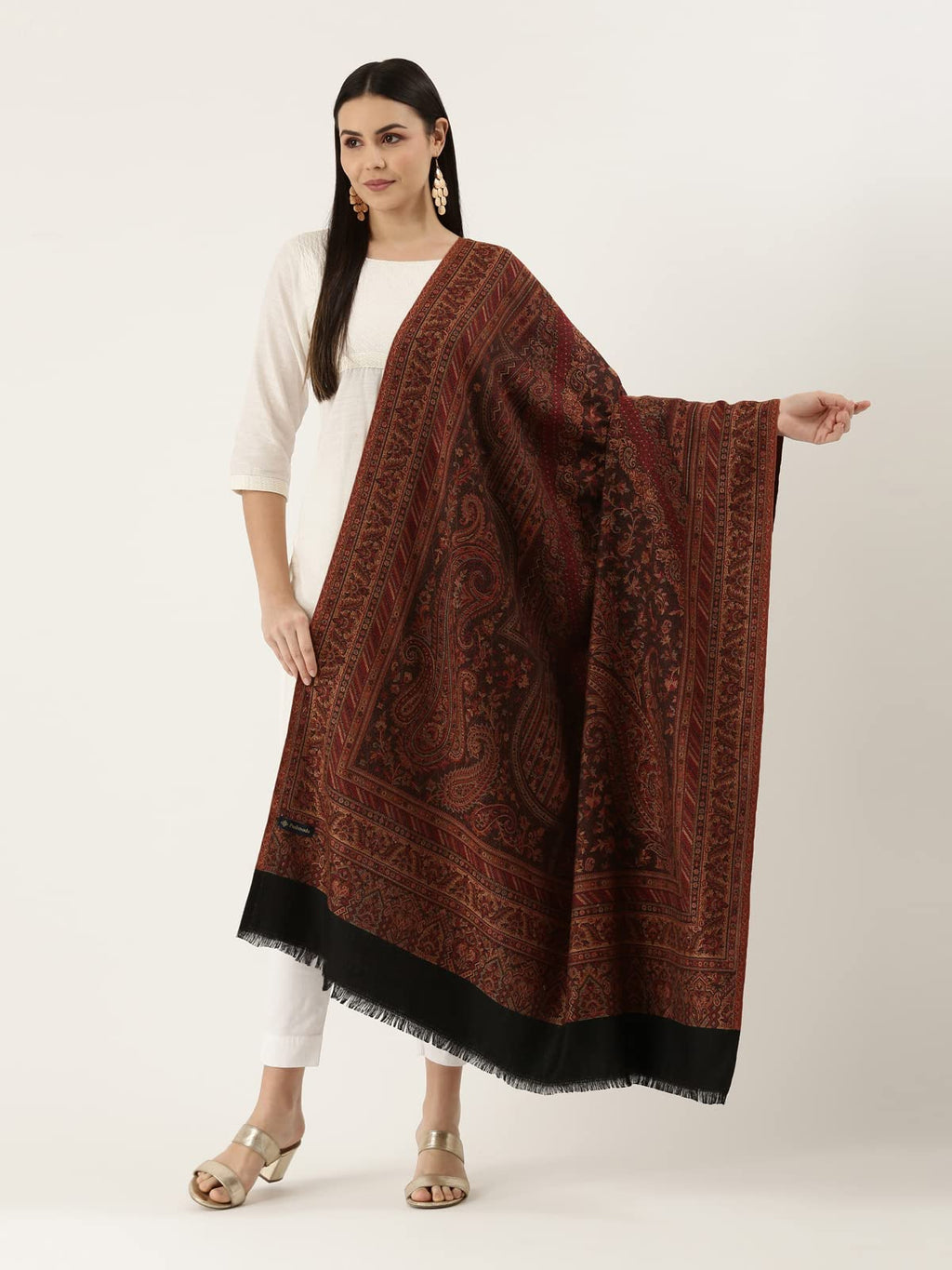 Pashmoda Women Noor Kashmiri Royal Paisley Design Jamawar Shawl (Size: 101 X 203 Cms)