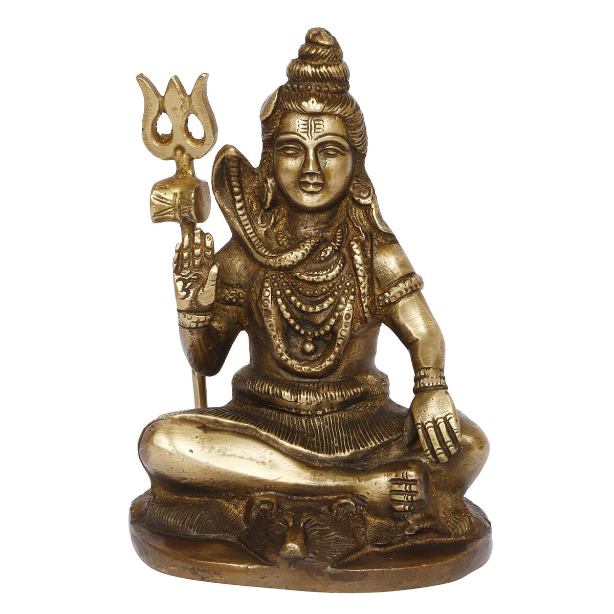 ARTVARKO Lord Shiva Idol Brass Metal Bhagwan Shiv Murti Statue Home Décor Warming for House Mandir Puja Temple Pooja Showpiece Gift with Trishul Copper & Gold 5.5 Inch