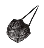 MSK Looms Eco Friendly Light Weight Cotton Net String Bag with Long Handle,Reusable Produce Bag for Fruits and Vegetable - Black