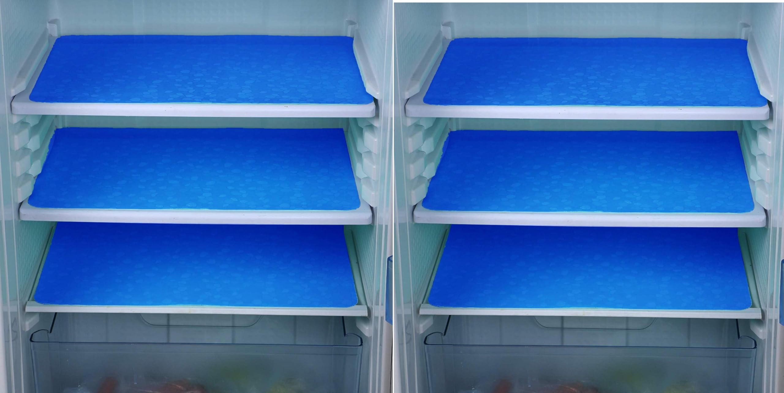 FACTCORE Refrigerator Drawer Mat/Fridge Mat Set of 6 Piece (11.5 X 17.5 Inches) (Plain Blue) Kafalo