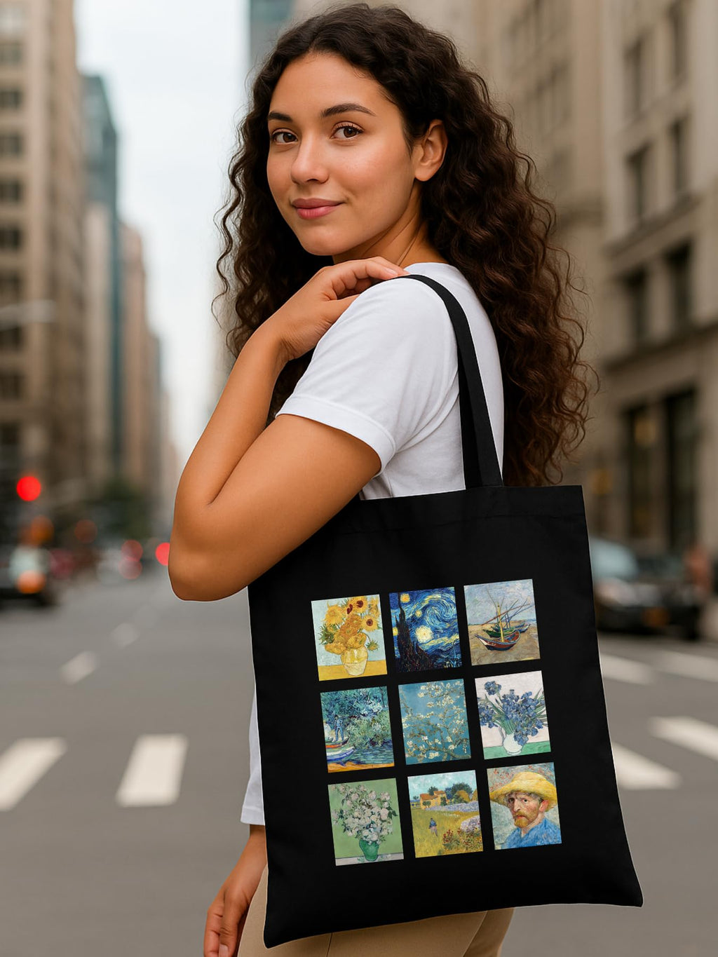Peach Blossom Women's Printed Cotton Zipper Tote Bags (BLK - 9 BOX)