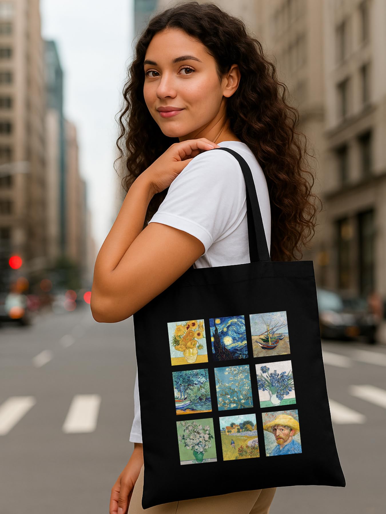 Peach Blossom Women's Printed Cotton Zipper Tote Bags (BLK - 9 BOX)