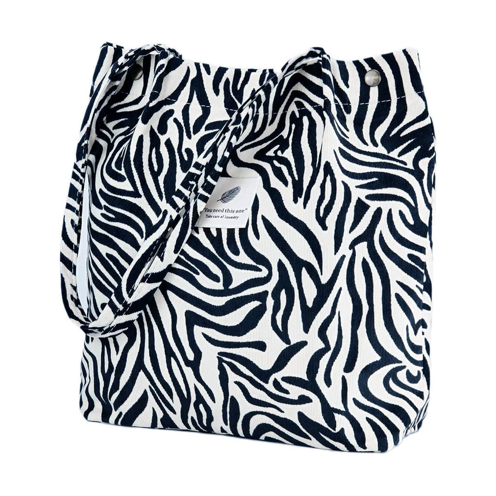 BROGBUS Casual Design Shoulder Handheld Tote Handbag for Women, Girls Canvas Jhola Bag for College Office Use (Zebra Color)