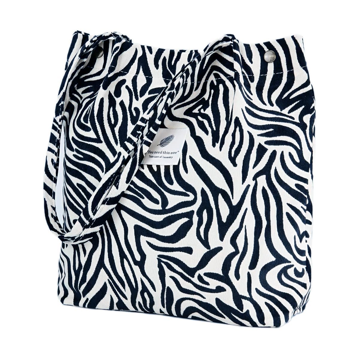 BROGBUS Casual Design Shoulder Handheld Tote Handbag for Women, Girls Canvas Jhola Bag for College Office Use (Zebra Color)