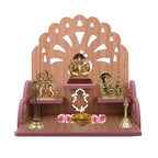 Lakhaji Wooden Wall Mounted Hanging Puja Temple Wood God Stand for Pooja Room (27.94 x 27.94 x 27.94 CM) (Beige)