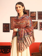 Pashmoda Women Rangrez Rangkalam 100% Pure Wool Fabric Kalamkari Embroidered Shawl (Size: 40x80in, 101x203cm) KAS23