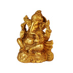 Svarup Brass Sitting Ganesha Idol in Gold Color Height 3.75 Inch Weight 0.8 Kg