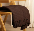 Wisdom Decor Waffle Knit Throw Blanket with Tassels for Sofa & Bed for All Seasons – Lightweight Decorative Cozy Blanket for Living Room & Bedroom (127x152 cm) (Coffee) Kafalo