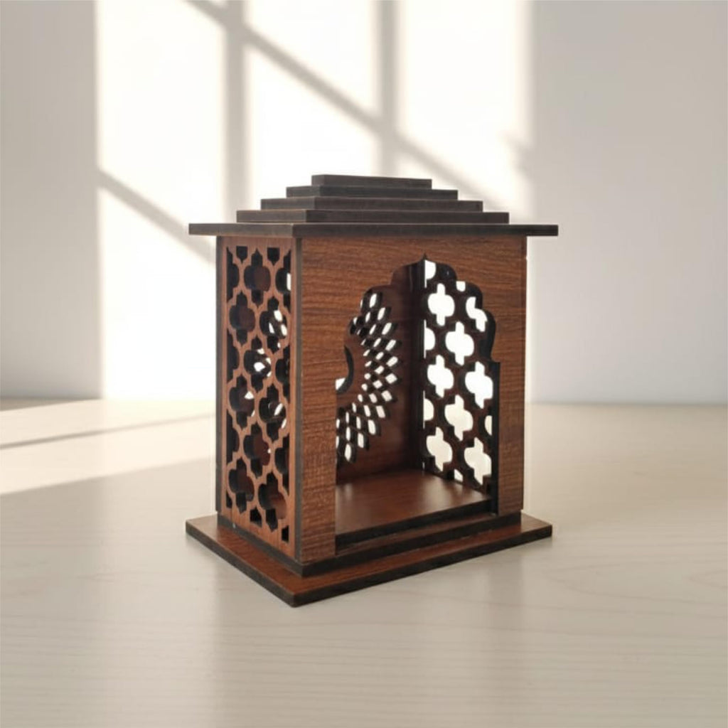 Premium Acrylic Temple for Pooja Room, Car Dashboard, Study Table Acrylic Home Temple (Brown)