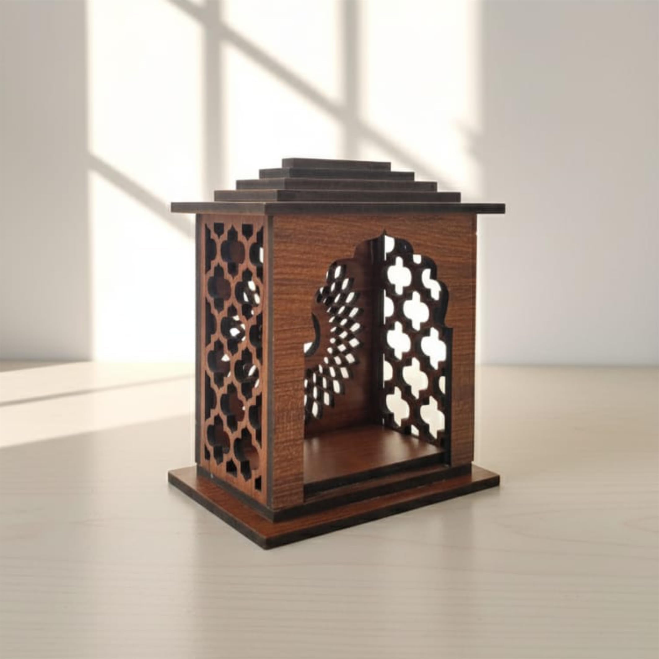 Premium Acrylic Temple for Pooja Room, Car Dashboard, Study Table Acrylic Home Temple (Brown)