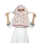 Switchon Scarf Hijab Rayon Printed fancy scarf for women Size Adjustable -Hook loop tape (White_Multi)