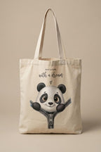 stilotee Cotton Tote Bag for Women | Reusable Eco Friendly Canvas Shopping Bag | Lightweight Foldable Carry Bag for College, Office & Travel (Western, panda)