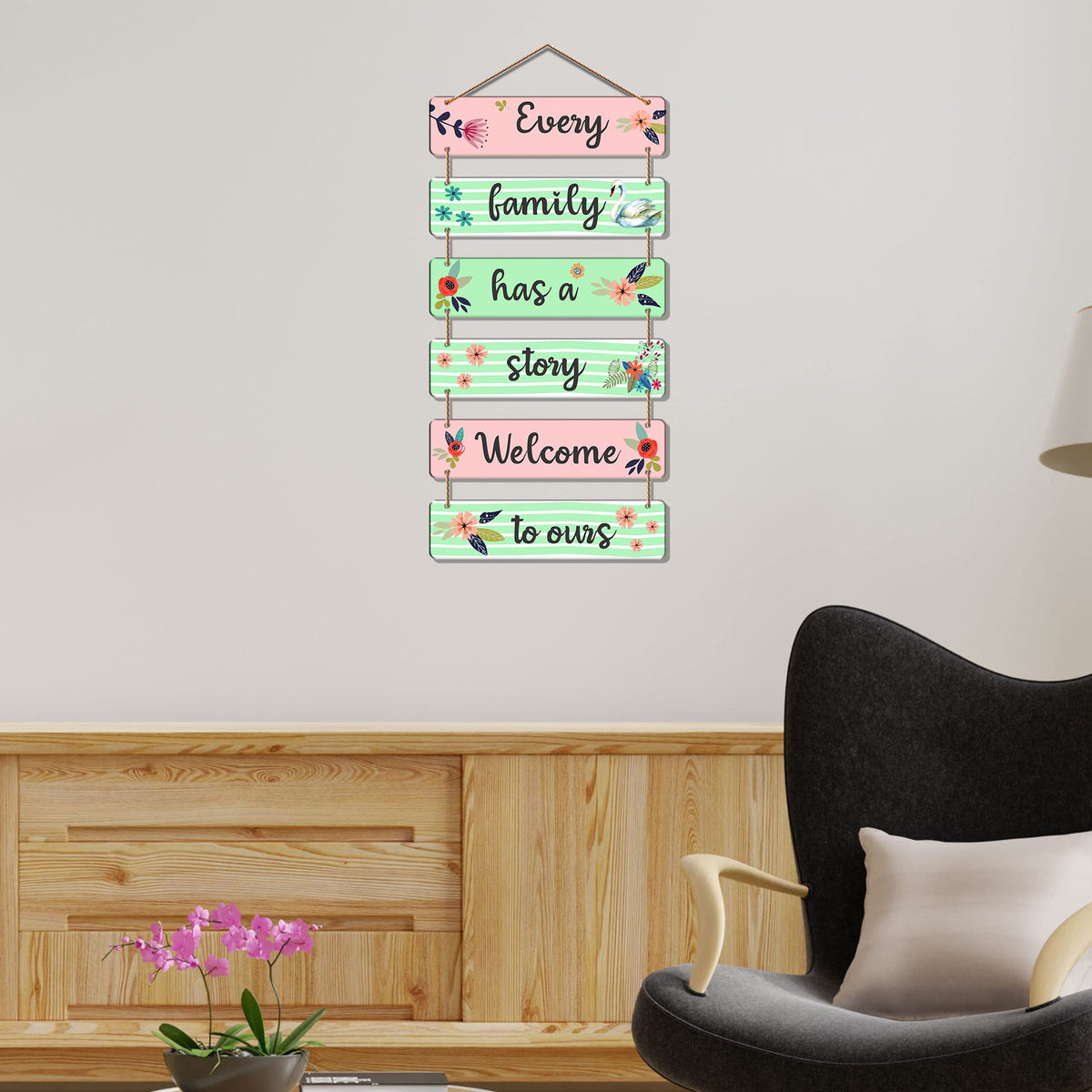 Artvibes Decorative Wall Hanging Wooden Art Decoration item for Living Room | Bedroom | Home Decor | Gifts | Quotes Decor Item | Wall Art For Hall | Mdf Wall Decoration, Set of 6 (WH_3275NR)