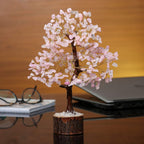 Crocon Rose Quartz Chakra Tree of Life, Crystal Tree - Handmade Gemstone Tree, Feng Shui Tree, Crystal Decoration, Artificial Tree, Spiritual Gift, Money Tree Bonsai, Rose Quartz Tumble Hanging