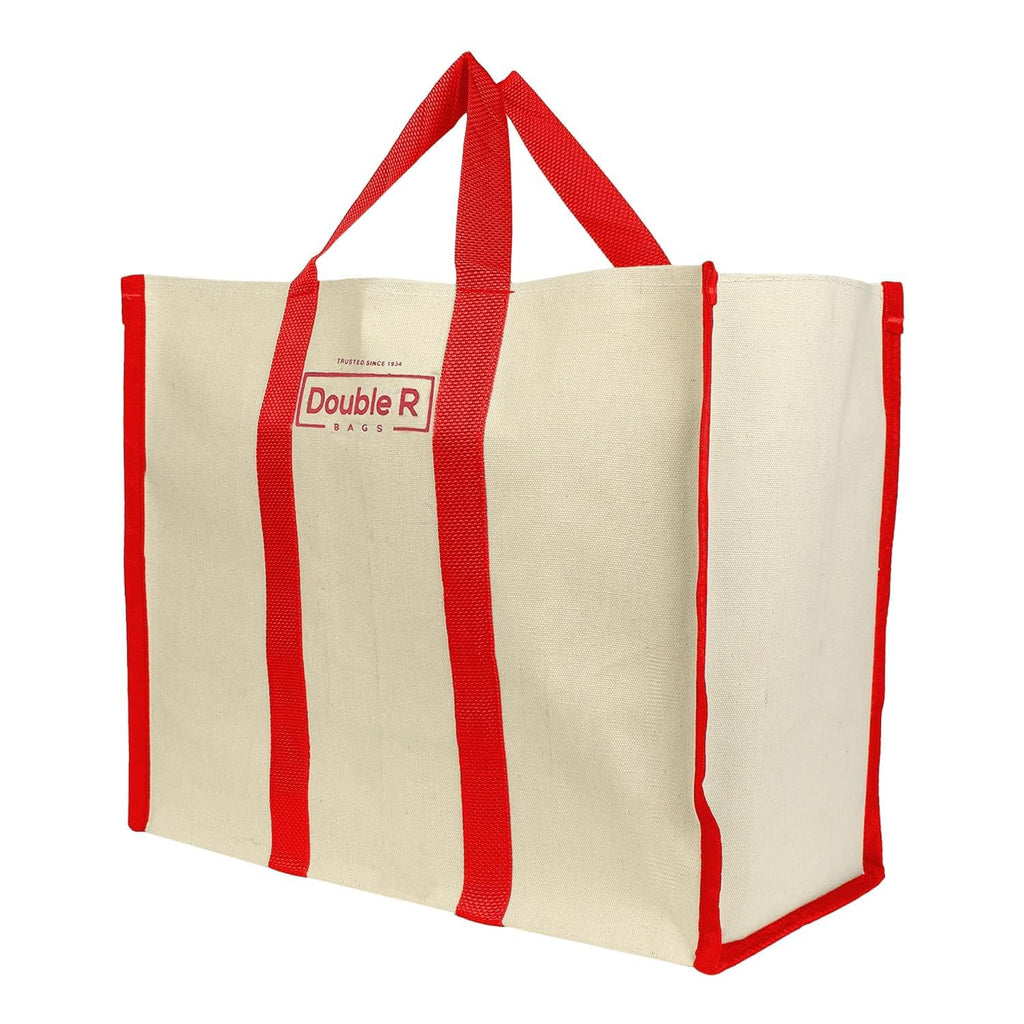 DOUBLE R BAGS Big Eco Cotton Canvas Shopping Bags For Carry Milk Grocery Fruits Vegetable With Reinforced Handles Jhola Bag (Pack of 3, Red)