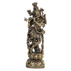 ARTVARKO Lord Large Krishna God Brass Murti Statue of Love Flute Playing Home Décor Living Pooja Room Mandir Temple 12 Inch