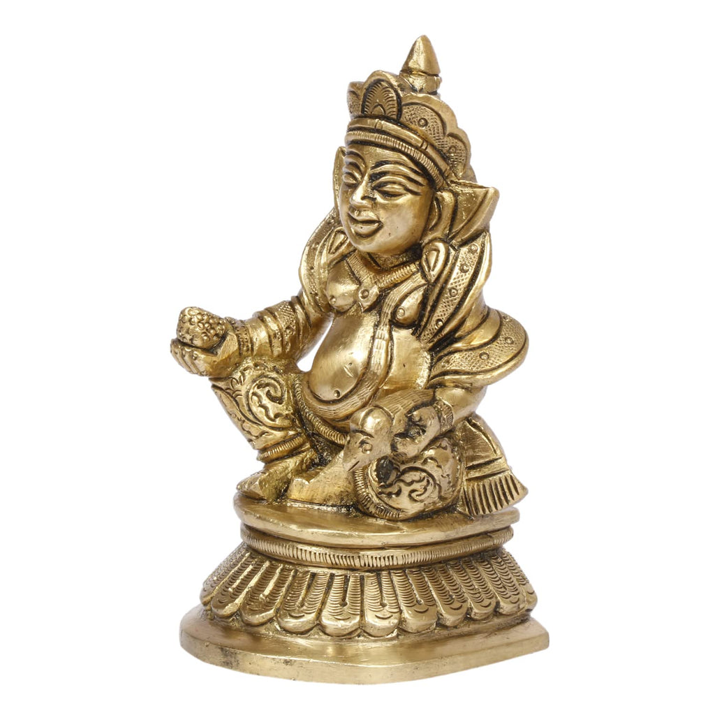 ARTVARKO™ Brass Lord of Treasure Wealth Maharaj Kuber Murti Statue for Tijori Locker Money Safe Kubera Idol for Maha Dosh Nivaran Prosperity Home Décor Height 4.5 Inch