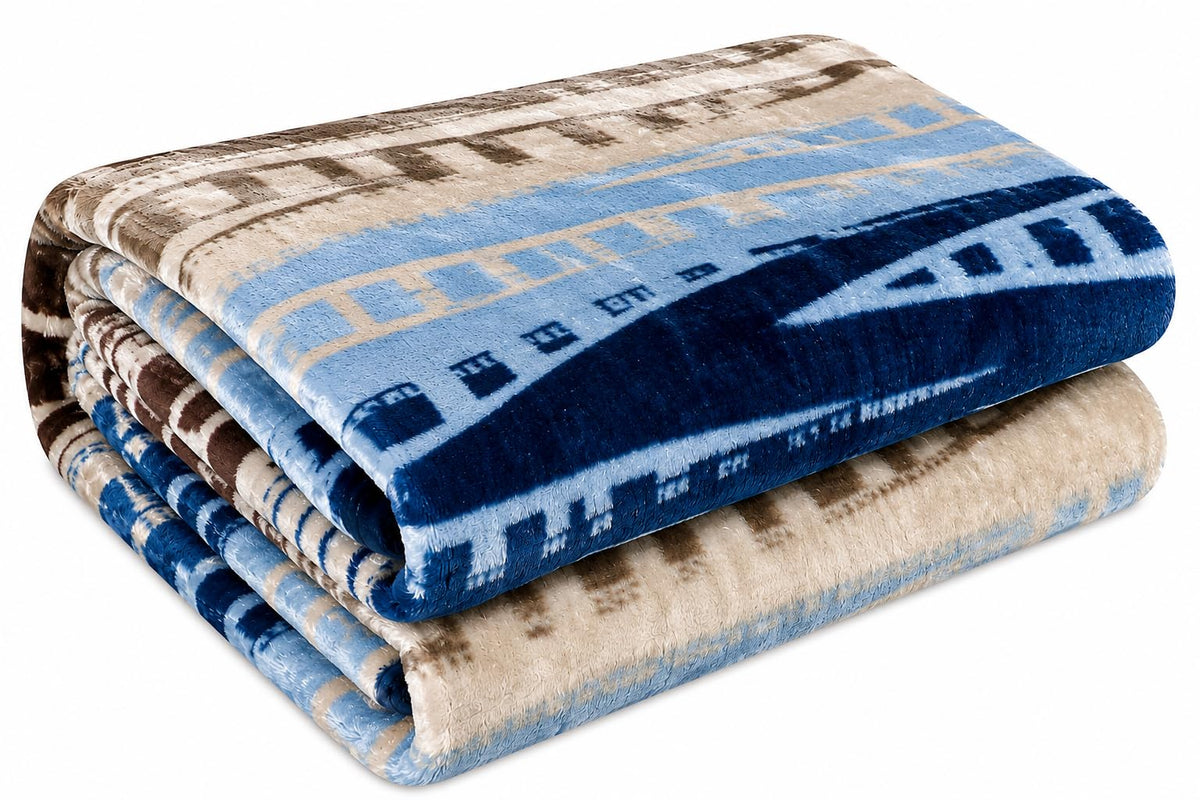 Gullivar Milan Cozy Ultra Soft Flannel Blanket for Double Bed 220x240 cm| Luxury Throw for Couch, Sofa, Camping & Travel| 250 GSM Printed Warm AC Blanket for Winter & All Season -Light Blue & Grey Kafalo