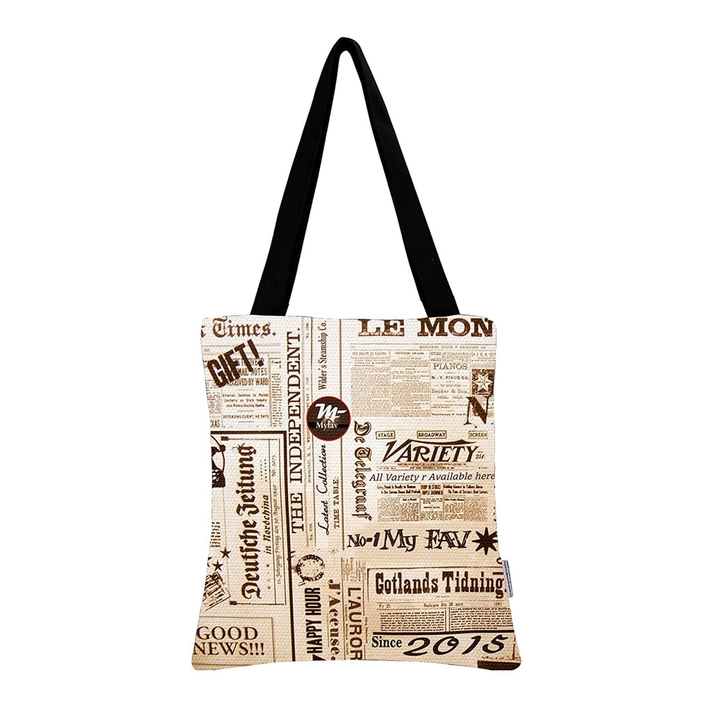 MY FAV Cotton Printed Canvas Tote Bag, for Travel,Yoga, Gym, Sports | Designer Shopping Bag | Compact, Lightweight and Eco-friendly - Capacity15kgs (6 Month Warrenty) - Pack of 2