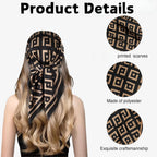 Flavizo Silk Satin Scarf for Women Stylish - Fashion Bandanas, Head Wrap Shawl Square Neck Hijab, Lightweight Hair Scarves for Office Travel Wear - Brown