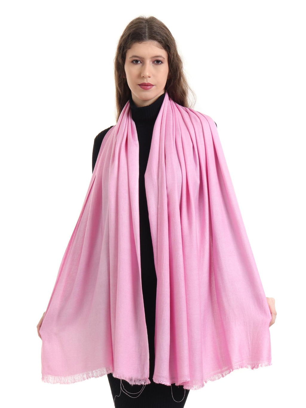 EH Viscose Pashmina Female Scarf For Women, Twill Weave, Thick, Solid Color Wraps, All Weather, Large, Warm, Very Soft Pashmina Feel Scarves (PINK)