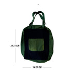 Haryana Hoops Hand Made Cotton Box Bag with Zip Closure & 2 Front Pocket, Multipurpose Storage & Shopping Bag, Grocery Cloth Bag with Strong Handle, Washable, Reusable & Biodegradable - OG & Black