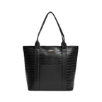 Fastrack Chic Textured Tote Bag for Women | Stylish Casual Bag for Ladies, Women, Girls | Trendy Everyday College Bag Made of Faux Leather (Black)
