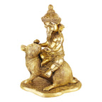 ARTVARKO Big Brass Ganesha Bhagwan Seated on Rat Idol Ganesha Mooshak Statue Ganpati Murti for Home Entrance Decor Luck Gift 14 Inches