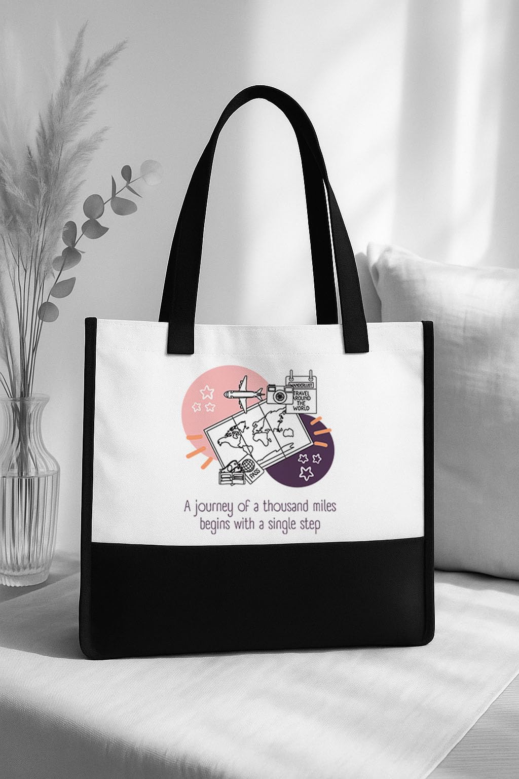 TrendoPrint Eco-Friendly Jute Tote Bag for Women | Reusable Shopping Bag with Sturdy Handles | Large Capacity Multipurpose Handbag for Grocery, Office, Travel & Daily Use (JB6)