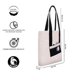 MASQ by Q-One Camera Embroidered Canvas Tote Bags for Women with Zip, College Bag for Girls, 100% Organic Cotton Tote Bag for Traveling & Daily Use | Stylish Gifts for Women and Girl