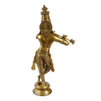 ARTVARKO Big Brass Krishna God Murti Statue of Love Flute Playing Home Décor Living Pooja Room Mandir Temple(Gold, Height 23 Inch)