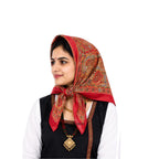 RiddhiInfotech Uttarakhand Pahadi Printed Square Scarf for Women | 26 x 26 Inch Traditional Head Scarf | Vintage Hair Wrap, Bandana, Neck Scarf & Stylish Fashion Accessory | Multicolour