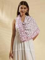 Ravaiyaa - Attitude is everything Sanganer Hand Block Printed Scarves Pure Cotton Scarf Square Hijab Dupatta 40 X 40 Inch (Purple Floral)