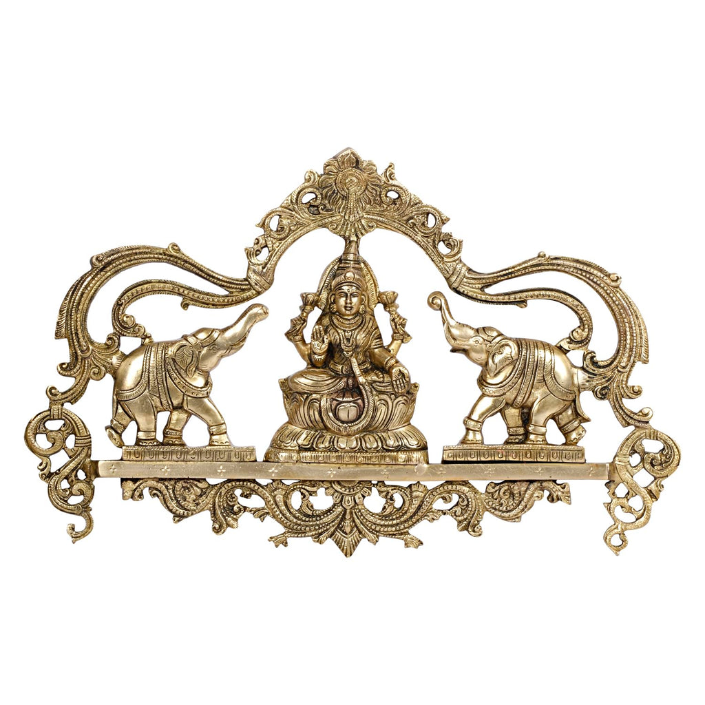 ARTVARKO Brass Gajlakshmi Wall Hanging Idol Gaja Dhan Lakshmi Brass Idol Maha Laxmi Luxmi with Elephant for Good Luck, Success and Prosperity 18 Inches