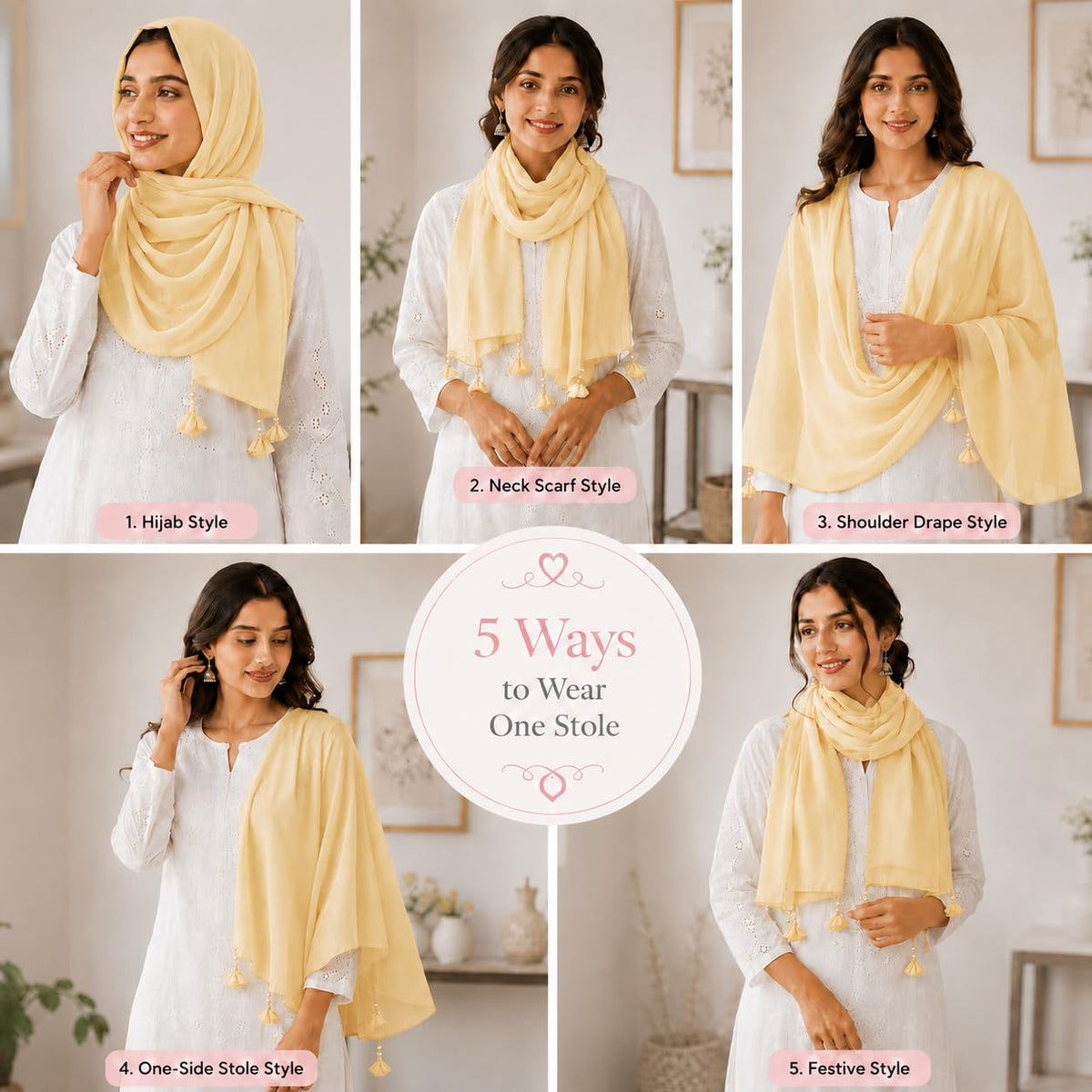 Women’s Chiffon Scarf Soft Lightweight Premium Stoles for Girls & Women | Stylish Modest Wear Dupatta for Daily & Party Use (Light mustard)