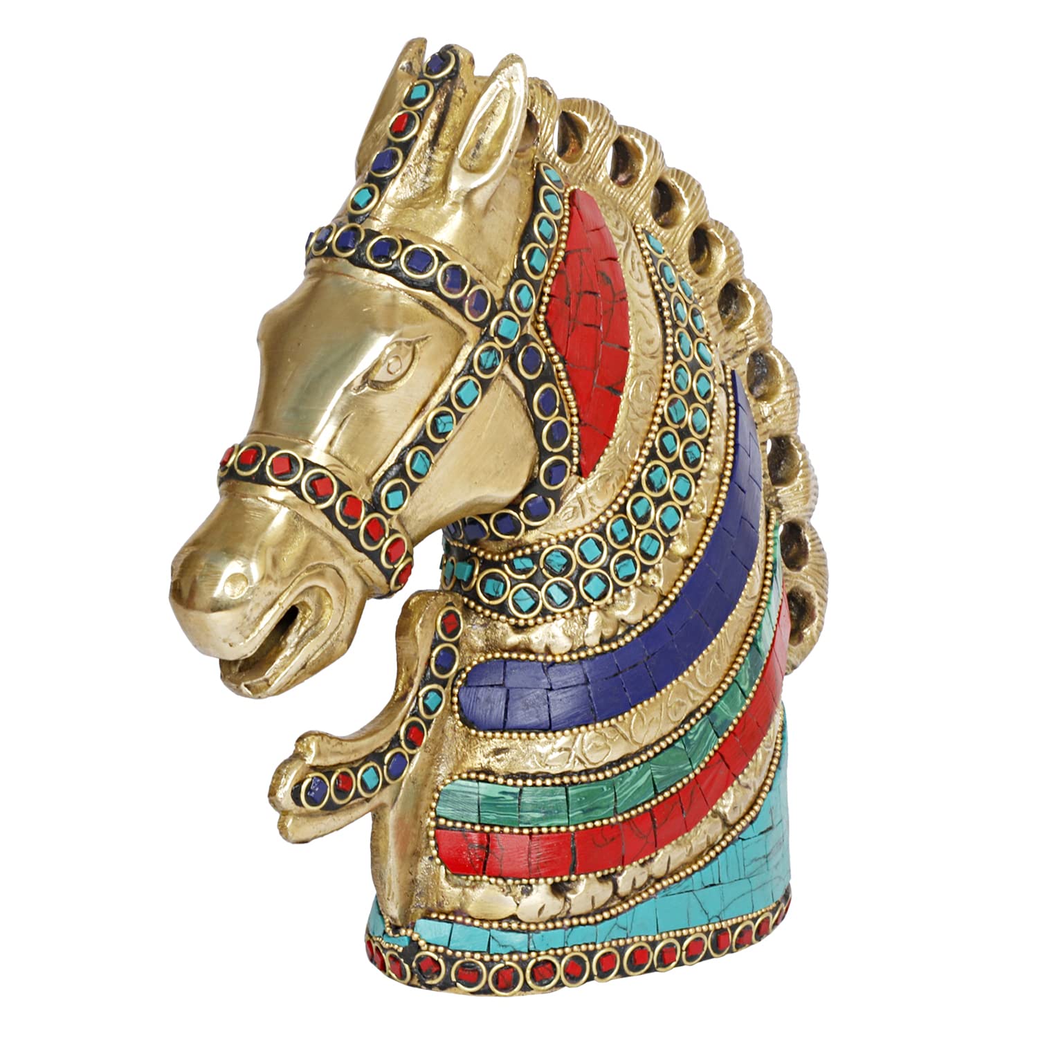 ARTVARKO Brass Horse Face Statue Victory Head Horse Showpiece Fengshui Vastu for Home Decor Living Room.