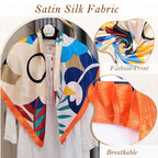 Luxeeva® 35“ Orange Silk Head Scarf for Women Stylish, Satin Hair Bandana, Soft & Stylish Hijab Scarf for Summer Sun Protection, Workout, Fashion, Beach & Everyday Chic Look