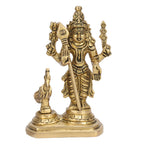 ARTVARKO Lord Murugan Kartikeya Murugana Kumaraswamy Karthikeya with Peacock Brass Idol Swaminatha Skanda Swami Ji murti 5 Inch
