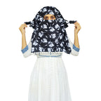 Switchon Scarf Hijab Rayon Printed fancy scarf for women Size Adjustable -Hook loop tape- For 10 yrs and above (Black_Multi1)