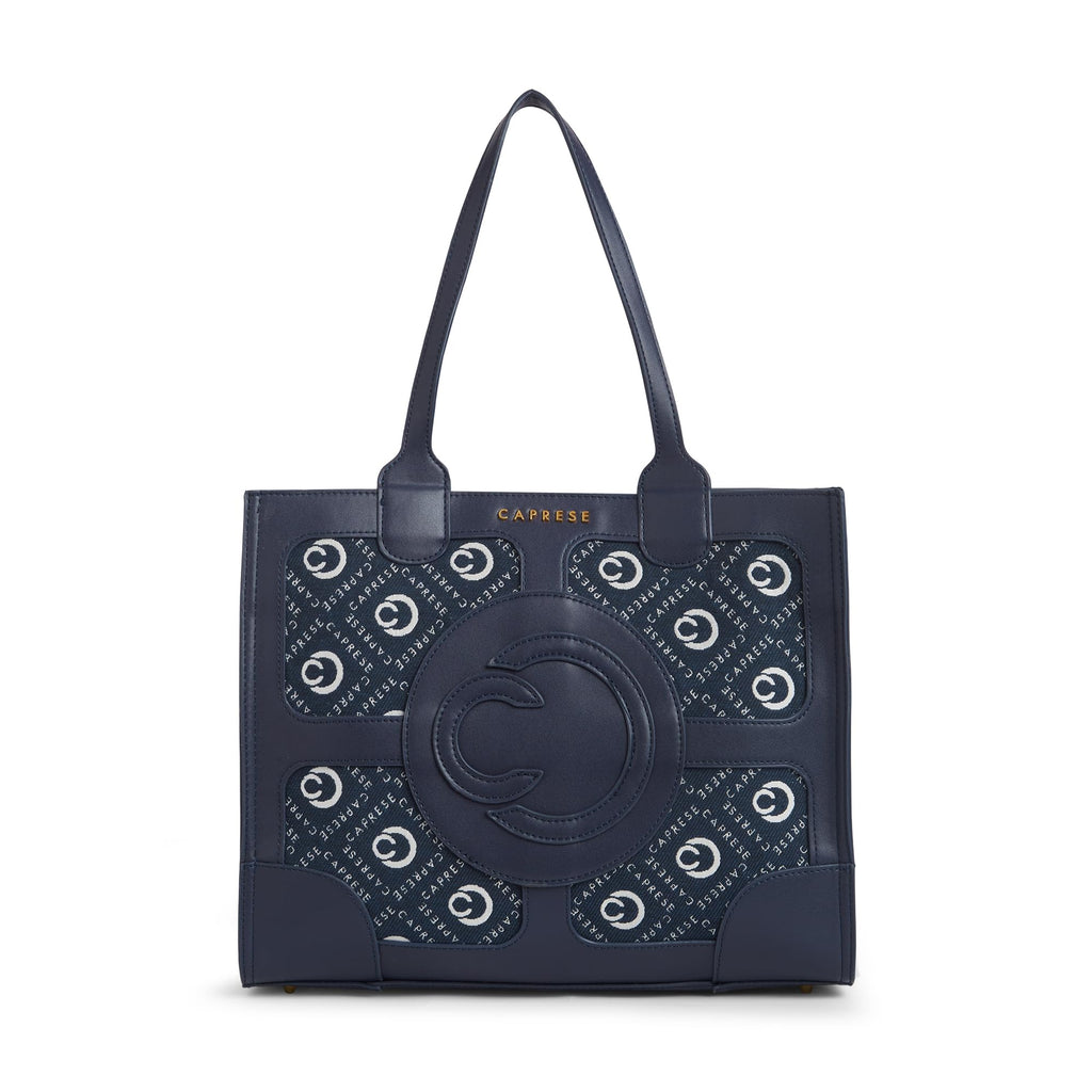 Caprese Florida Large Tote Bag for Women | Stylish & Durable Handbag with Adjustable & Detachable Strap, Back Zip Pocket | Fits 15–16 Inch Laptop | Perfect for Work, Travel & Daily Use (Navy)