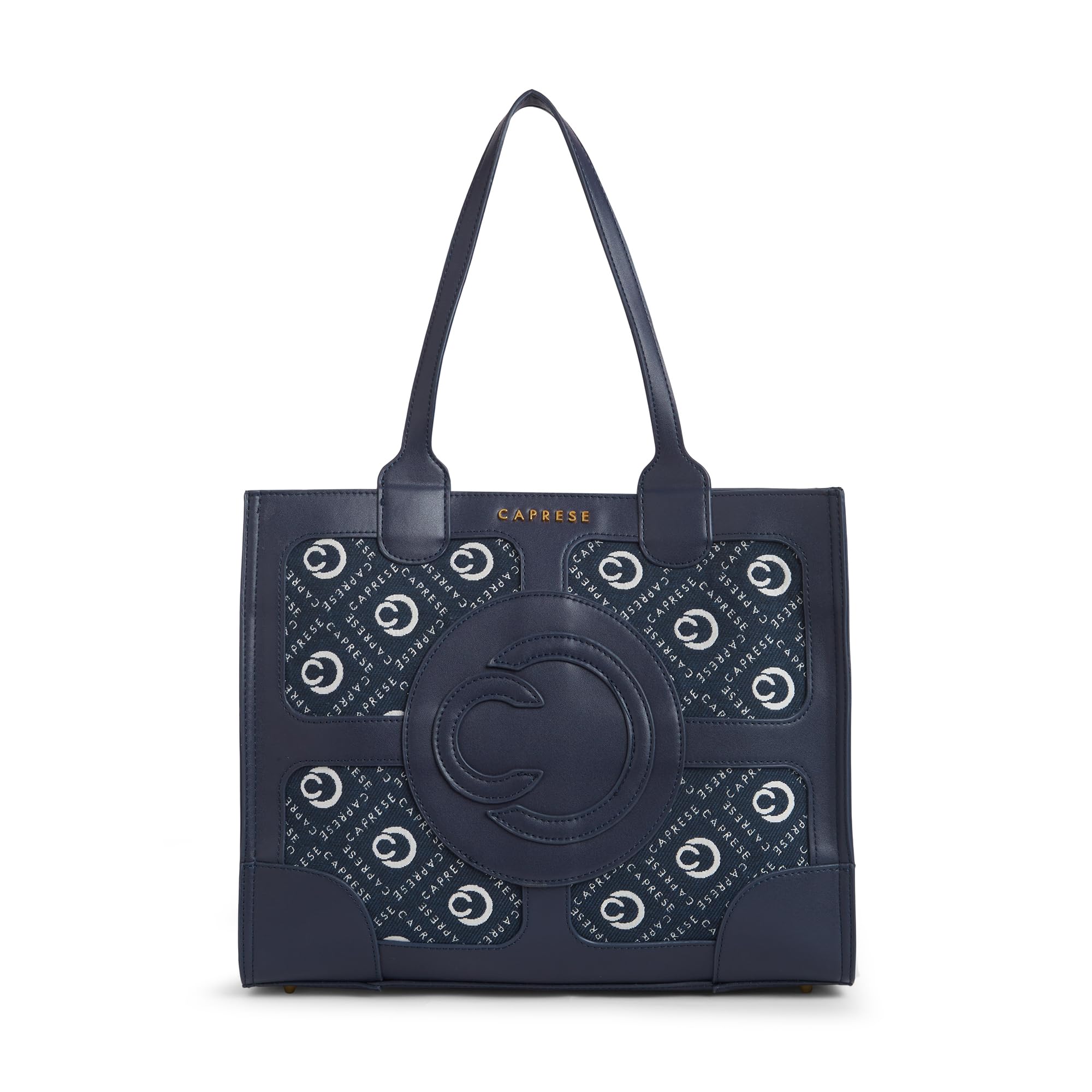 Caprese Florida Large Tote Bag for Women | Stylish & Durable Handbag with Adjustable & Detachable Strap, Back Zip Pocket | Fits 15–16 Inch Laptop | Perfect for Work, Travel & Daily Use (Navy)