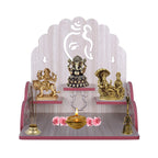 Lakhaji Wooden Wall Mounted Hanging Puja Temple Wood God Stand for Pooja Room (White)