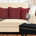 DECOMIZER Jacquard Geomteric Cushion Covers 16 Inch X 16 Inch Set Of 3 Ethnic Motifs 240 TC Cushion Covers,Design- Star,Color- Maroon