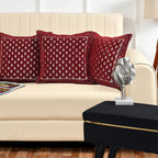 DECOMIZER Jacquard Geomteric Cushion Covers 16 Inch X 16 Inch Set Of 3 Ethnic Motifs 240 TC Cushion Covers,Design- Star,Color- Maroon