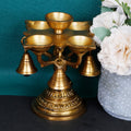 ARTVARKO Diya with Bell Designer Traditional Brass Handmade Table Décor with Stand for Home Diwali Gift Temple Pooja Height 5 Inch