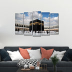 VIBECRAFTS 5 Pieces Masjid Al Haram Canvas Wall Painting For Home|Office|Living Room|Gift (PTVC5Pcs2_6515)